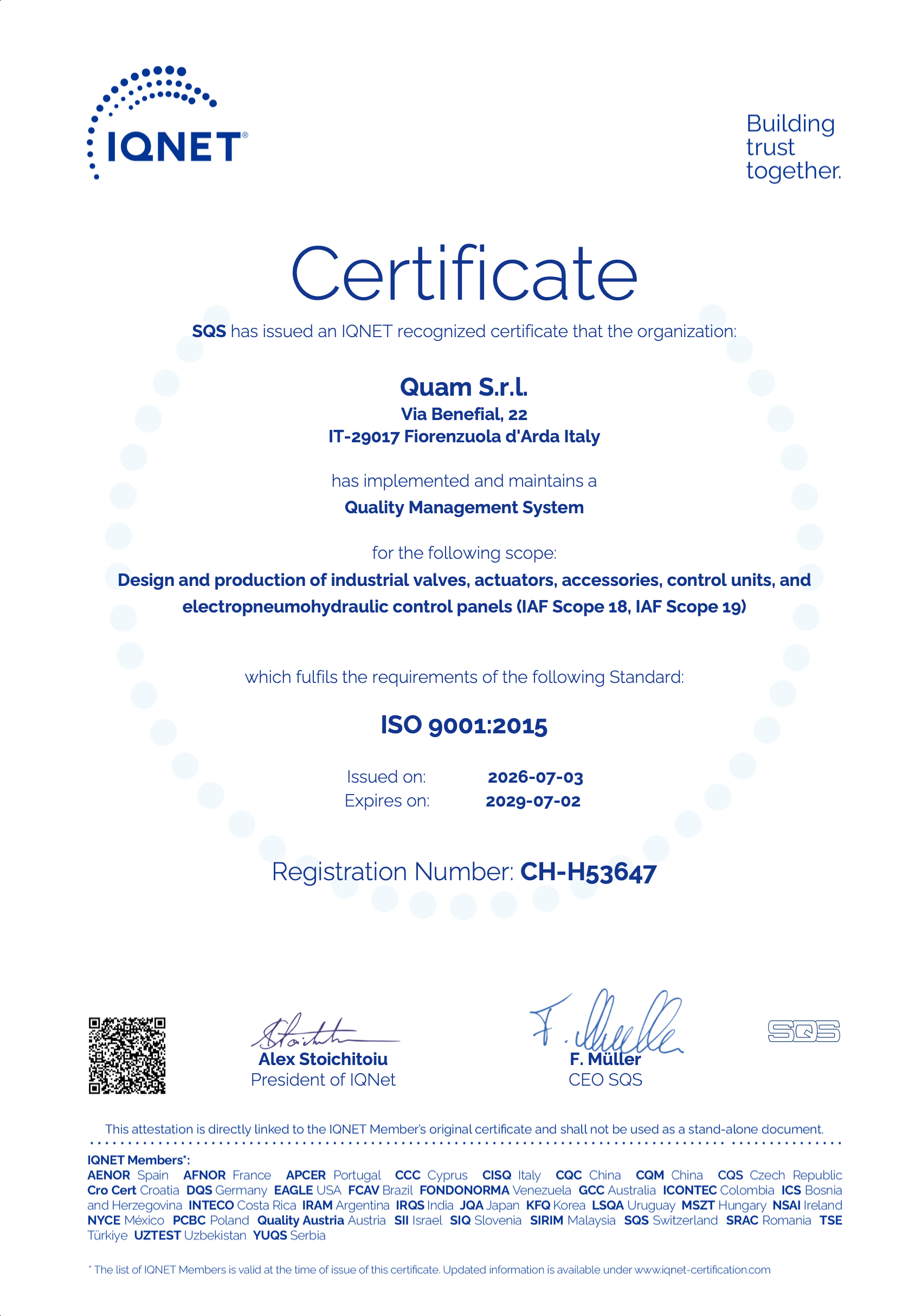 Certificate ISO 9001:2015
